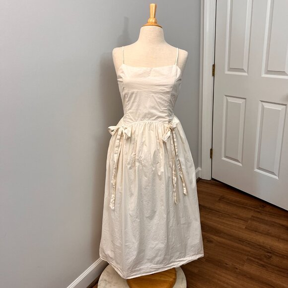 Sofie the Label Ivory Ballon Bow Cotton Midi Dress Sz M - Picture 2 of 14